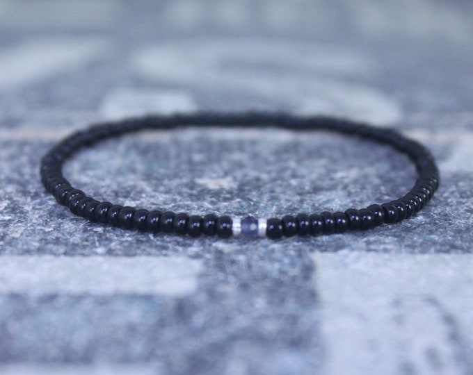 Iolite Bracelet, Mens Bracelet Iolite, Mens Gift, Mens Bracelet, Minimalist Iolite Bracelet, Beaded Bracelet, Mens Iolite Bracelet Gift