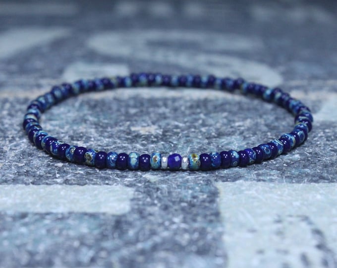 Lapis Lazuli Bracelet, Mens Lapis Lazuli Jewelry, Mens Jewelry, Mens Beaded Bracelet, Friendship Bracelet, Gift for Men, Husband Gift