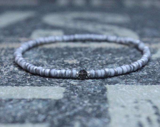 Husband Gift, Smoky Quartz Bracelet, Boyfriend Gift, Gift for Him, Beaded Bracelet, Friendship Bracelet, Mens Jewelry Minimalist Bracelet