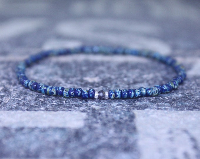 Iolite Bracelet, Mens Bracelet Iolite, Mens Gift, Mens Bracelet, Minimalist Iolite Bracelet, Beaded Bracelet, Mens Iolite Bracelet Gift