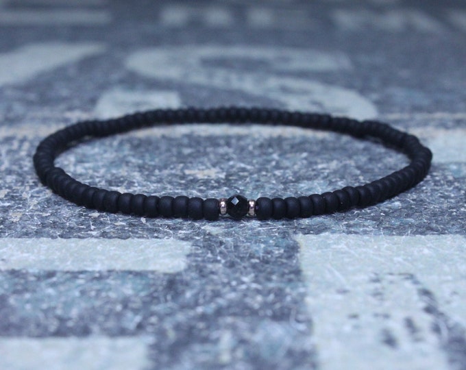 Black Tourmaline bracelet for men, Mens tourmaline bracelet, 24k Rose Gold vermeil, Minimalist Bracelet,  Black minimalist bracelet for men