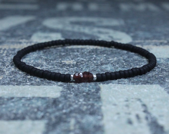 Garnet Bracelet, Mens Bracelet, Mens Beaded Bracelet, Minimalist Jewelry, Mens Gift, Gift for Him, Beaded Bracelet, Bracelet Men, Bracelet