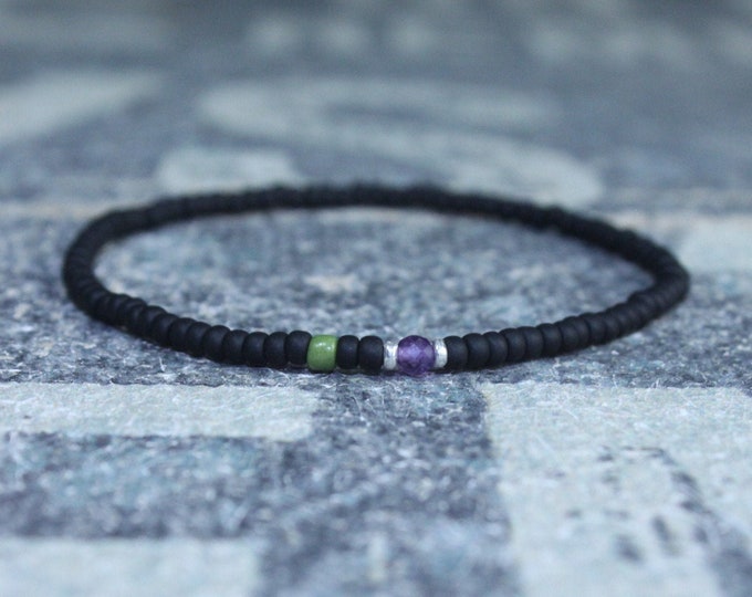 Amethyst Bracelet, Birthstone Bracelet, Gemstone Bracelet, Beaded Bracelet, gift for Men, Mens Gift, Bead Bracelet, Friendship Bracelet