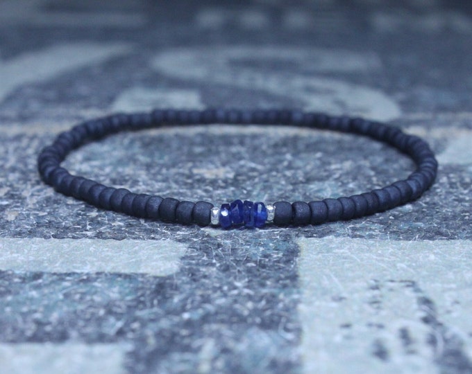 Blue Sapphire Bracelet, Mens Bracelet, Mens Jewelry, Mens Gift, September birthstone, Boyfriend gift, Husband Gift, Mens Beaded Bracelet S1