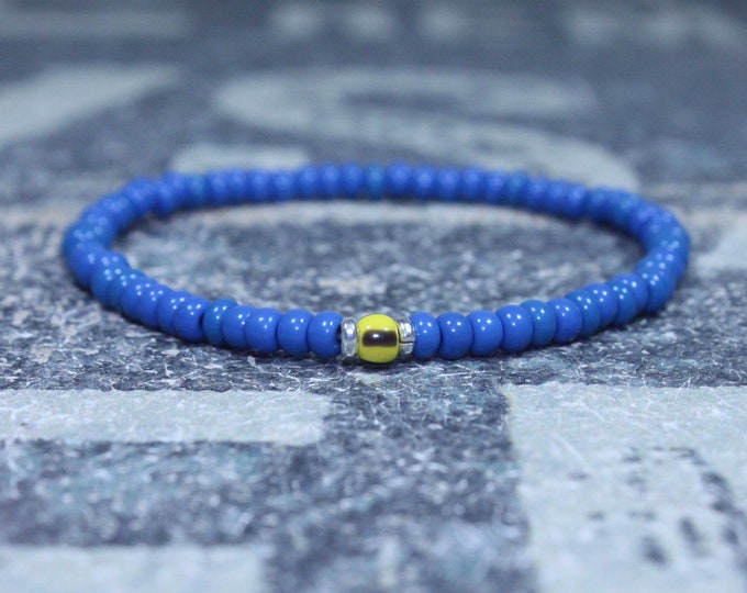 Mens stripe bead bracelet, Mens blue bracelet, Anniversary Gift for Boyfriend, Couples Bracelet, Bead Bracelet, Mens Bracelet Gift