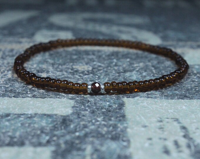 Garnet Bracelet, Mens Bracelet, Mens Beaded Bracelet, Minimalist Jewelry, Mens Gift, Gift for Him, Beaded Bracelet, Bracelet Men, Bracelet