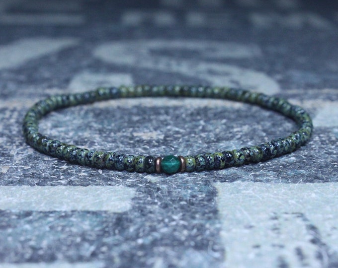 Malachite Bracelet, Mens Bracelet, Mens Beaded Bracelet, Minimalist Jewelry, Mens Gift, Gift for Him, Bead Bracelet, Bracelet Men, Bracelet