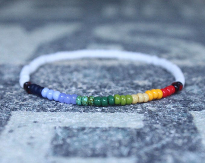 Rainbow Bracelet Men, Mens Bracelet Multicolor, Chakra Bracelet, Mens Jewelry, Men Beaded Bracelet, Boyfriend Gift, Men Gift, Mens Bracelet