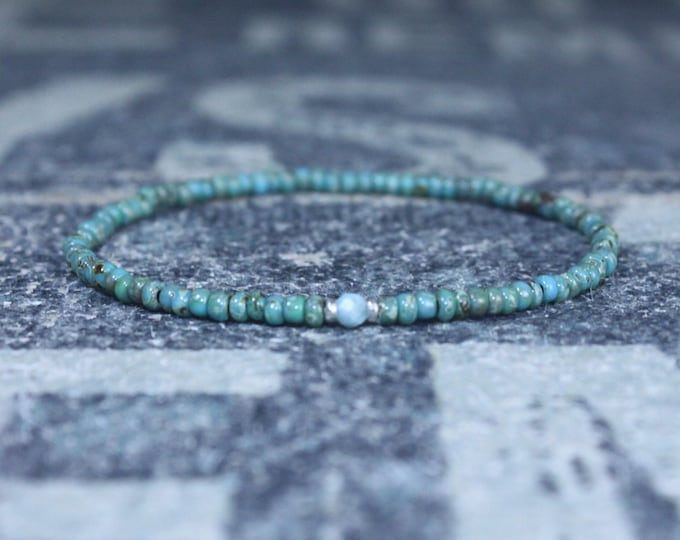 Larimar Bracelet, Mens Beaded Bracelet, Mens Jewelry, Mens Beaded bracelet, Husband Gift, Mens Gift, Boyfriend Gift, Gift for men bracelet