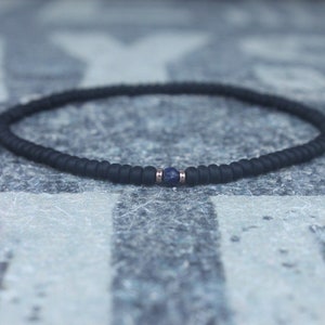 Lapis Bracelet, Mens Lapis Jewelry, 24k Rose Gold vermeil, Mens Beaded Bracelet, Friendship Bracelet, Gift for Men, Husband Gift