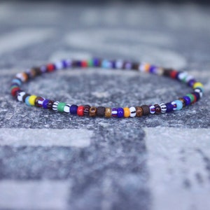 Mens Multicolor beaded bracelet men, Mens Beaded Bracelet, Mens Minimalist Bracelet, Mens Jewelry, Beaded Bracelet, striped bracelet image 1