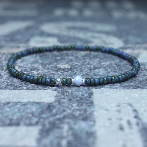 Opal Bracelet, Blue Opal, Mens Jewelry, Boho Bracelet, Minimalist Bracelet, Mens Gift, Boyfriend Gift, Gift for Men