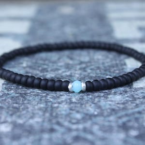 Opaal armband, Peruaanse blauwe opaal, herensieraden, boho armband, minimalistische armband, herencadeau, cadeau vriendje, cadeau voor mannen