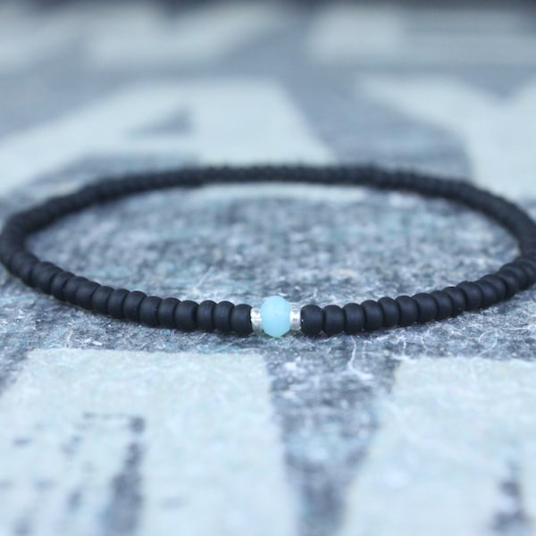 Opal Bracelet, Peruvian Blue Opal, Mens Jewelry, Boho Bracelet, Minimalist Bracelet, Mens Gift, Boyfriend Gift, Gift for Men