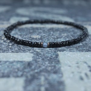 Bracciale acquamarina, braccialetto di perline da uomo, regalo acquamarina per marito, regalo fidanzato, braccialetto di coppia acquamarina, braccialetto da uomo acquamarina