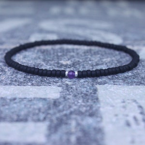 Pulseira de ametista, pulseira de pedra de nascimento, pulseira de pedra preciosa, pulseira de contas, presente para homens, presente masculino, pulseira de contas, pulseira da amizade