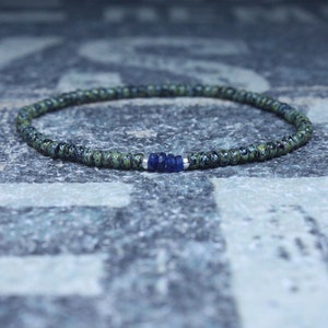 Bracciale con zaffiro blu per uomo, gioielli in pietra preziosa, regalo per uomo, bracciale con zaffiro autentico, regalo di anniversario con zaffiro naturale per lui S1