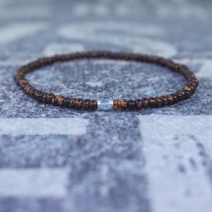 Sky Blue Topaz Bracelet, Birthday Gift, Mens Birthstone, Men Gift, Mens Bracelet, Gemstone Men, Minimalist Bracelet, Beaded Bracelet