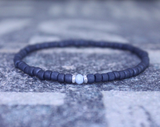 Opal Bracelet, Blue Opal, Mens Jewelry, Boho Bracelet, Minimalist Bracelet, Mens Gift, Boyfriend Gift, Gift for Men