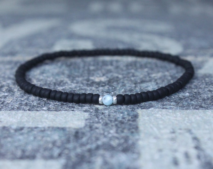 Larimar Bracelet, Mens Beaded Bracelet, Mens Jewelry, Mens Beaded bracelet, Husband Gift, Mens Gift, Boyfriend Gift, Gift for men bracelet