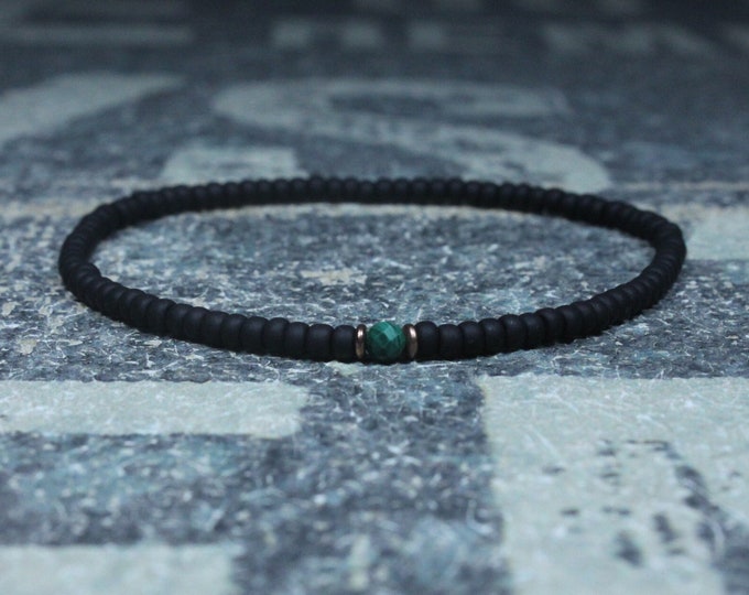 Malachite Bracelet, Mens Bracelet, Mens Beaded Bracelet, Minimalist Jewelry, Mens Gift, Gift for Him, Bead Bracelet, Bracelet Men, Bracelet