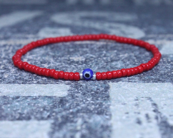 Red bracelet men, Mens Beaded Bracelet, Anniversary Gift, Evil Eye Bracelet, Gift Boyfriend, Bracelet, Couples Bracelet, Bead Bracelet