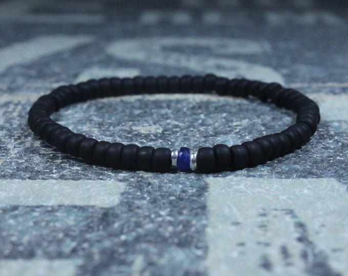 Blue Sapphire Bracelet, Mens Bracelet, Mens Jewelry, Mens Gift, September birthstone, Boyfriend gift, Husband Gift, Mens Beaded Bracelet