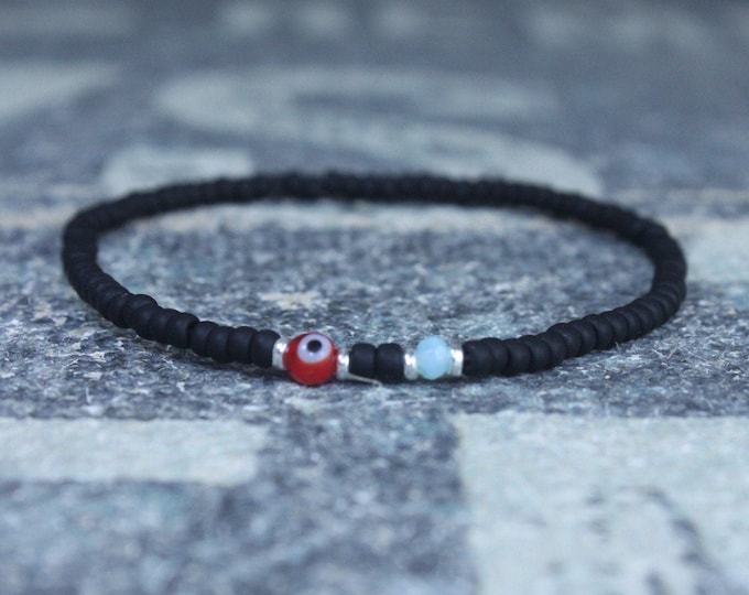 Opal Bracelet, Peruvian Blue Opal, Mens Jewelry, Boho Bracelet, Minimalist Bracelet, Mens Gift, Boyfriend Gift, Protection Men, Evil Eye men