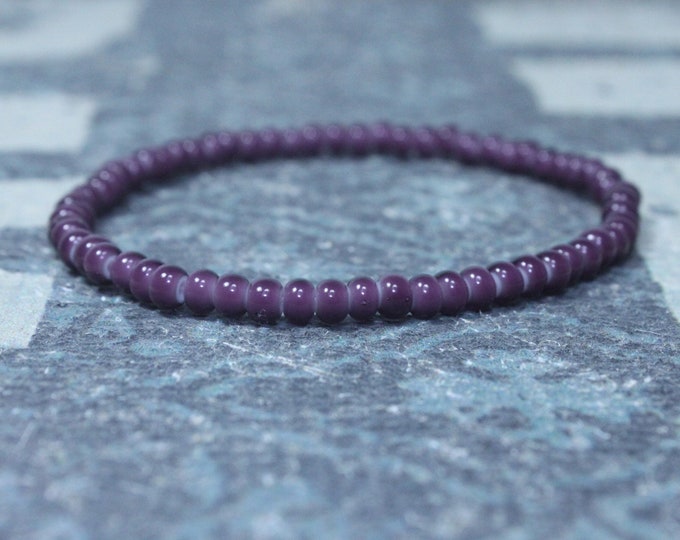 Mens Purple Beaded Bracelet, Anniversary Gift, Mala Bracelet, Mens Gift, Gift for Boyfriend, Bracelet, Couples Bracelet, Bead Bracelet