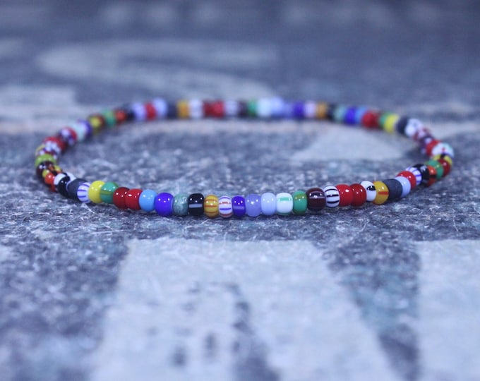 Mens Beaded Bracelet, Mens Bracelet, Minimalist jewelry, Minimalist Bracelet, Mens Jewelry, Beaded Bracelet, multicolor striped bracelet