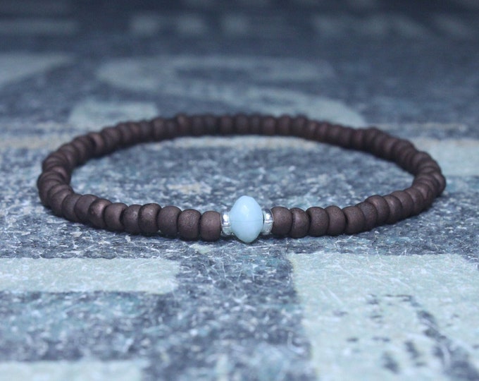 Opal Bracelet, Peruvian Blue Opal, Mens Jewelry, Boho Bracelet, Minimalist Bracelet, Mens Gift, Boyfriend Gift, Gift for Men