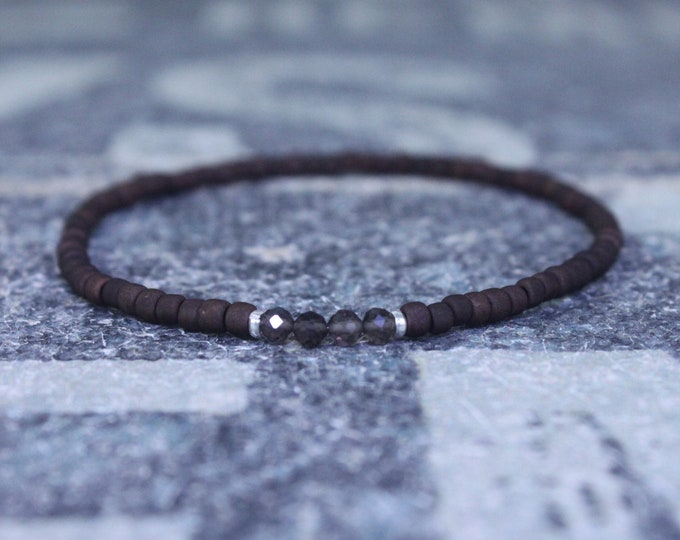 Husband Gift, Smoky Quartz Bracelet, Boyfriend Gift, Gift for Him, Beaded Bracelet, Friendship Bracelet, Mens Jewelry Minimalist Bracelet