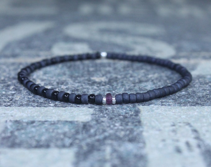 Tunduru Sapphire Bracelet, Mens Bracelet, Mens Jewelry, Mens Gift, September birthstone, Boyfriend gift, Husband Gift, Mens Beaded Bracelet