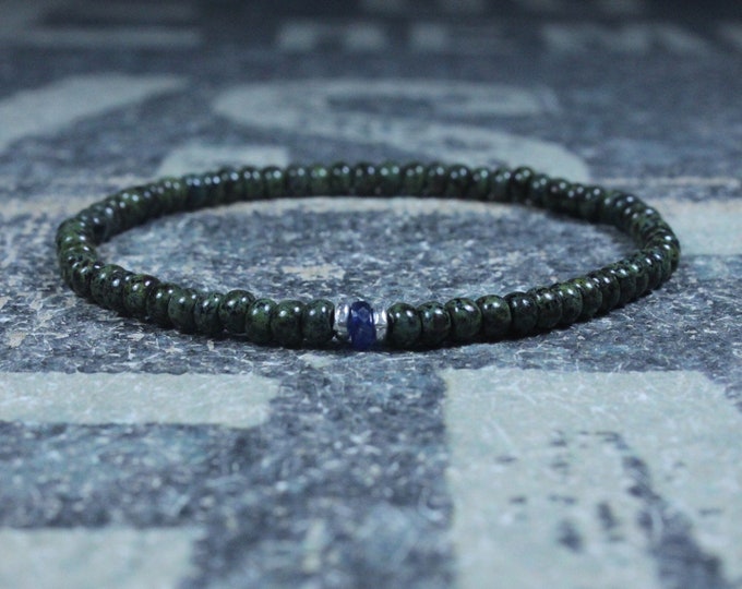 Blue Sapphire Bracelet, Mens Bracelet, Mens Jewelry, Mens Gift, September birthstone, Boyfriend gift, Husband Gift, Mens Beaded Bracelet