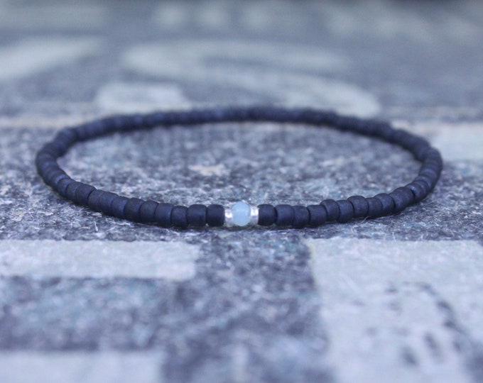 Opal Bracelet, Peruvian Blue Opal, Mens Jewelry, Boho Bracelet, Minimalist Bracelet, Mens Gift, Boyfriend Gift, Gift for Men