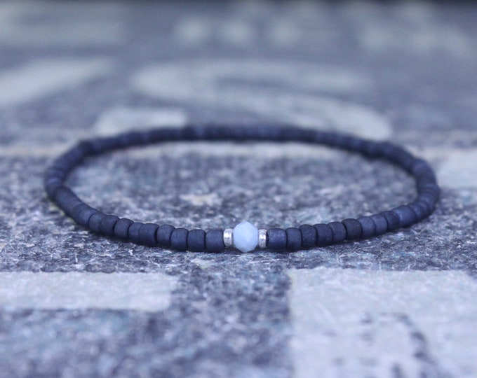 Opal Bracelet, Blue Opal, Mens Jewelry, Boho Bracelet, Minimalist Bracelet, Mens Gift, Boyfriend Gift, Gift for Men