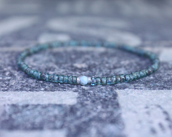 Larimar Bracelet, Mens Beaded Bracelet, Mens Jewelry, Mens Beaded bracelet, Husband Gift, Mens Gift, Boyfriend Gift, Gift for men bracelet