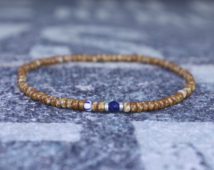 Lapis Lazuli Bracelet, Mens Lapis Lazuli Jewelry, Mens Jewelry, Mens Beaded Bracelet, Friendship Bracelet, Gift for Men, Husband Gift