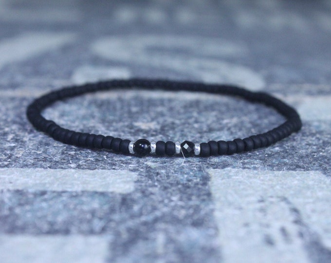 Black Tourmaline Bracelet, Black Coral Bracelet for Men, Minimalist Bracelet, Gifts Men, Anniversary Gift, October birthstone Boyfriend Gift