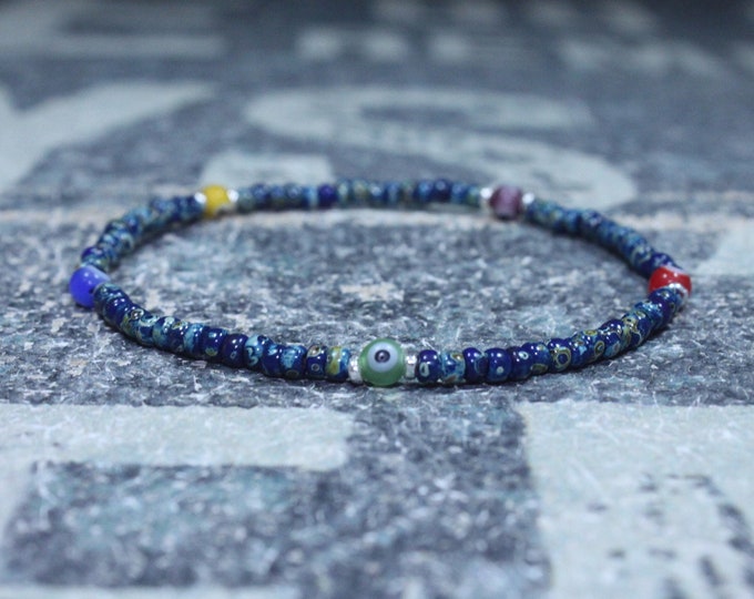 Evil Eye Mens Beaded Bracelet, Anniversary Gift, Evil Eye Bracelet, Men Gift, Gift for Boyfriend, Bracelet, Couples Bracelet, Bead Bracelet