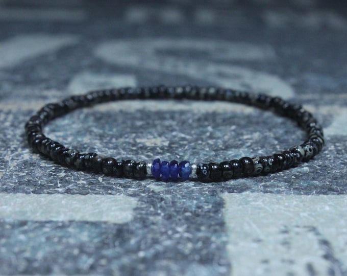 Blue Sapphire Bracelet for Men Precious Stone Jewelry Gift for Men Genuine Sapphire Bracelet Natural Sapphire Anniversary Gift for Him S1