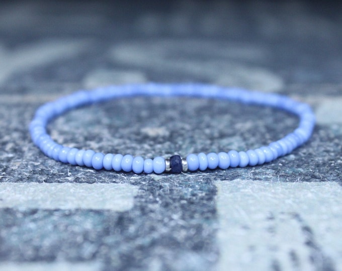 Blue Sapphire Bracelet, Mens Bracelet, Mens Jewelry, Mens Gift, September birthstone, Boyfriend gift, Husband Gift, Mens Beaded Bracelet