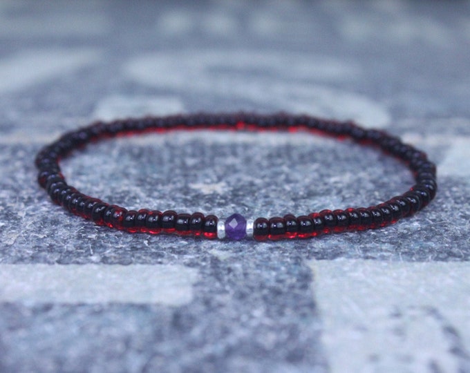 Amethyst Bracelet, Birthstone Bracelet, Gemstone Bracelet, Beaded Bracelet, gift for Men, Mens Gift, Bead Bracelet, Friendship Bracelet