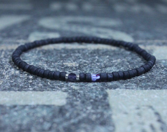 Iolite Bracelet, Mens Bracelet Iolite, Mens Gift, Mens Bracelet, Minimalist Iolite Bracelet, Beaded Bracelet, Mens Iolite Bracelet Gift