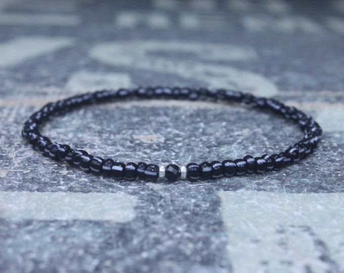 Black Tourmaline Bracelet, Mens Jewelry, Minimalist Bracelet, Gifts for Men, Anniversary, Birthday Gift, October birthstone Boyfriend Gift