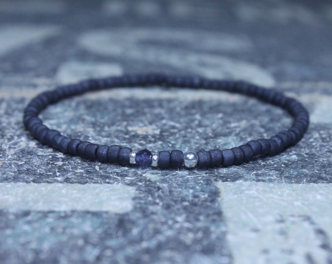 Iolite Bracelet, Mens Bracelet Iolite, Mens Gift, Mens Bracelet, Minimalist Iolite Bracelet, Beaded Bracelet, Mens Iolite Bracelet Gift