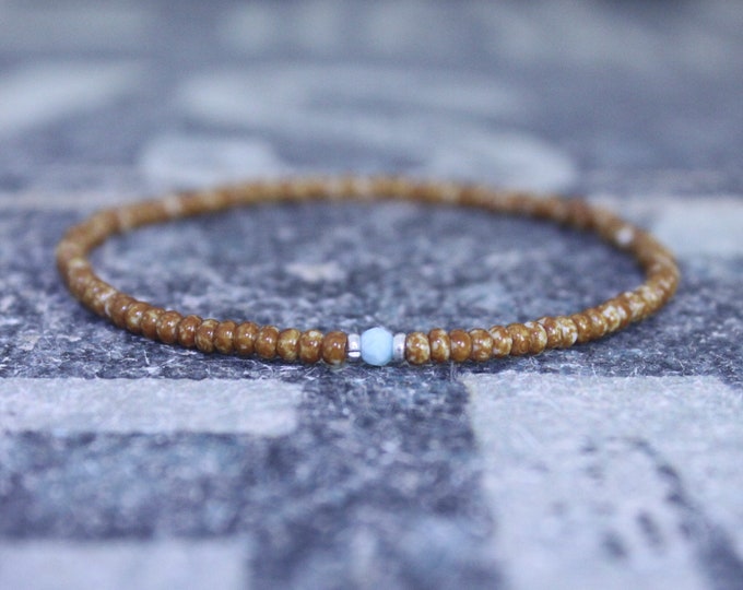 Larimar Bracelet, Mens Beaded Bracelet, Mens Jewelry, Mens Beaded bracelet, Husband Gift, Mens Gift, Boyfriend Gift, Gift for men bracelet