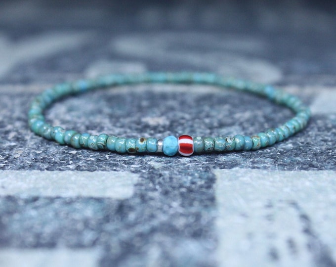 Turquoise Bracelet, Mens gifts, Gemstone bracelet, Mens Bracelet, Birthstone Bracelet, Couples Bracelet, Anniversary Gift, Beaded Bracelet