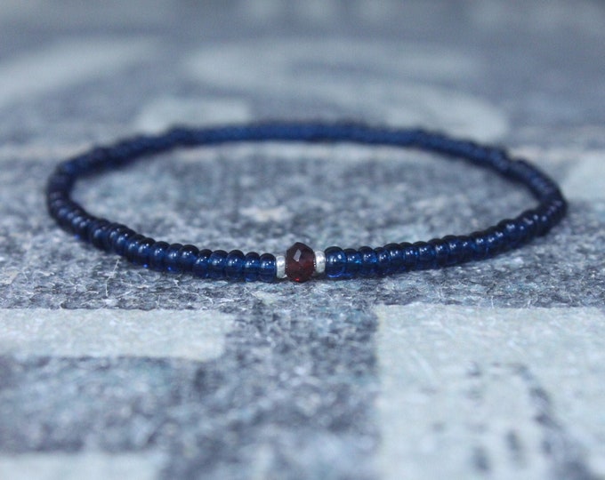 Garnet Bracelet, Mens Bracelet, Mens Beaded Bracelet, Minimalist Jewelry, Mens Gift, Gift for Him, Beaded Bracelet, Bracelet Men, Bracelet