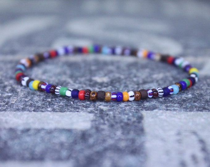 Mens Multicolor beaded bracelet men, Mens Beaded Bracelet, Mens Minimalist Bracelet, Mens Jewelry, Beaded Bracelet,  striped bracelet